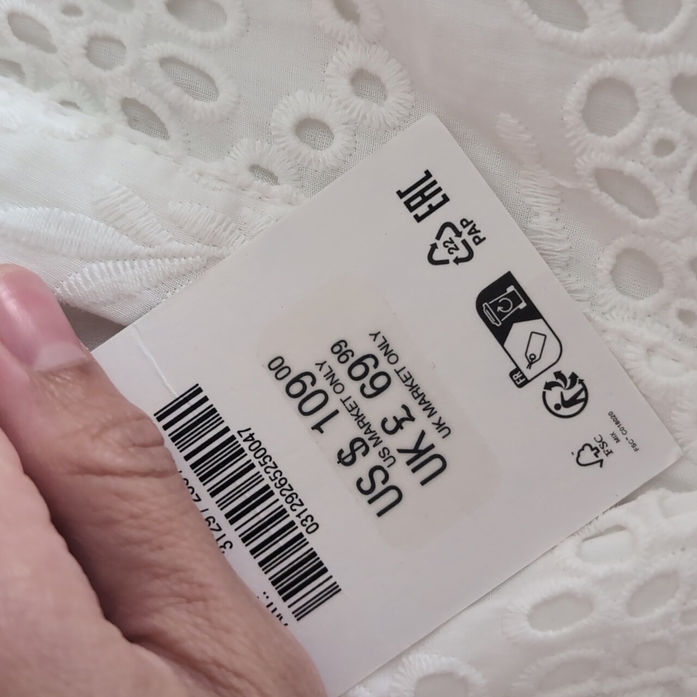ZARA WOMAN $109 EMBROIDERED EYELET SHIRT DRESS ZW COLLECTION WHITE | 3129/265 - Picture 8 of 9